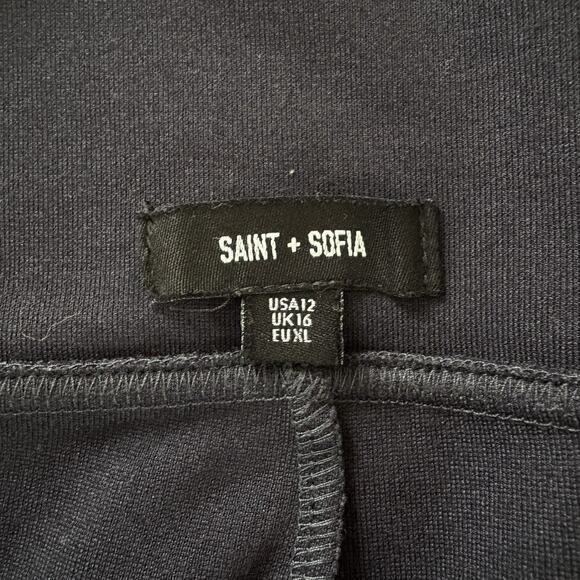 Saint + Sophia Putney Pull On Pants Size 12 Navy Blue Relaxed Straight Pockets - Picture 12 of 16